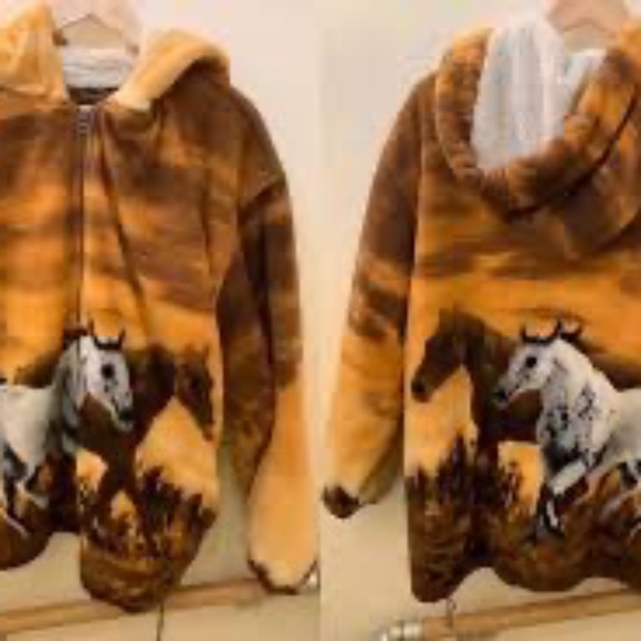 Trail Crest Men's 360 Horse Print Full Zip Fleece Jacket Sz 2XL - Picture 4 of 10